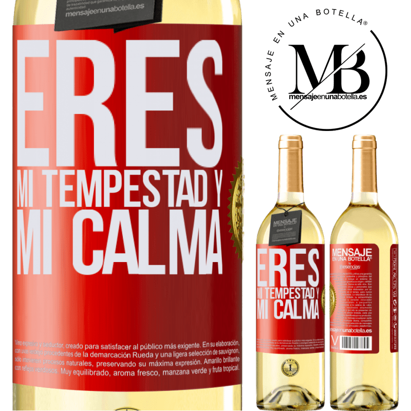 29,95 € Envío gratis | Vino Blanco Edición WHITE Eres mi tempestad y mi calma Etiqueta Roja. Etiqueta personalizable Vino joven Cosecha 2023 Verdejo