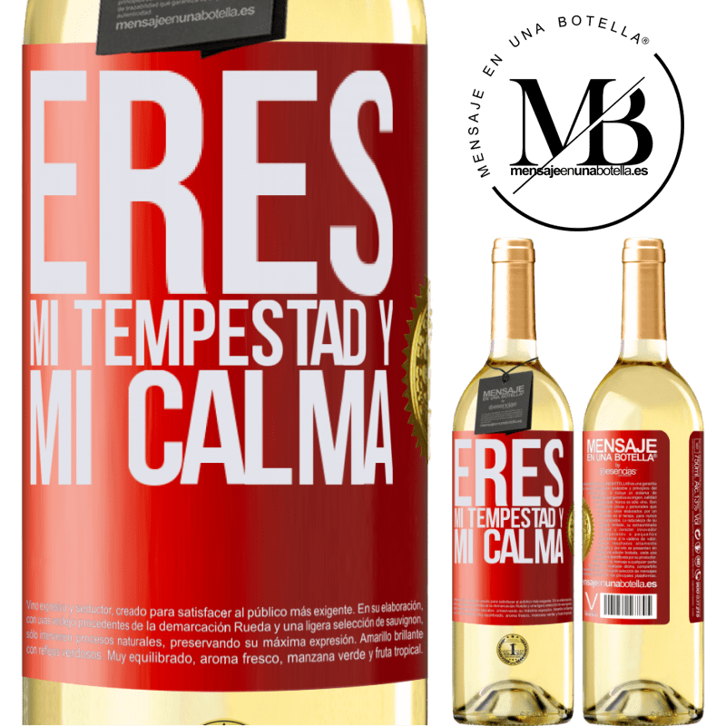 29,95 € Envío gratis | Vino Blanco Edición WHITE Eres mi tempestad y mi calma Etiqueta Roja. Etiqueta personalizable Vino joven Cosecha 2025 Verdejo