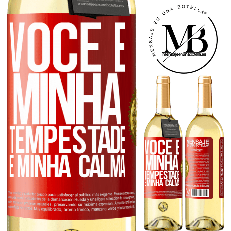 29,95 € Envio grátis | Vinho branco Edição WHITE Você é minha tempestade e minha calma Etiqueta Vermelha. Etiqueta personalizável Vinho jovem Colheita 2023 Verdejo