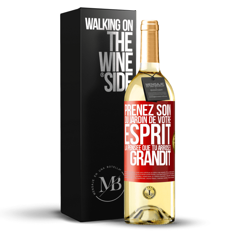 29,95 € Envoi gratuit | Vin blanc Édition WHITE Prenez soin du jardin de votre esprit. La pensée que tu arroses, grandit Étiquette Rouge. Étiquette personnalisable Vin jeune Récolte 2025 Verdejo