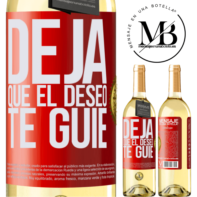 29,95 € Envío gratis | Vino Blanco Edición WHITE Deja que el deseo te guíe Etiqueta Roja. Etiqueta personalizable Vino joven Cosecha 2024 Verdejo