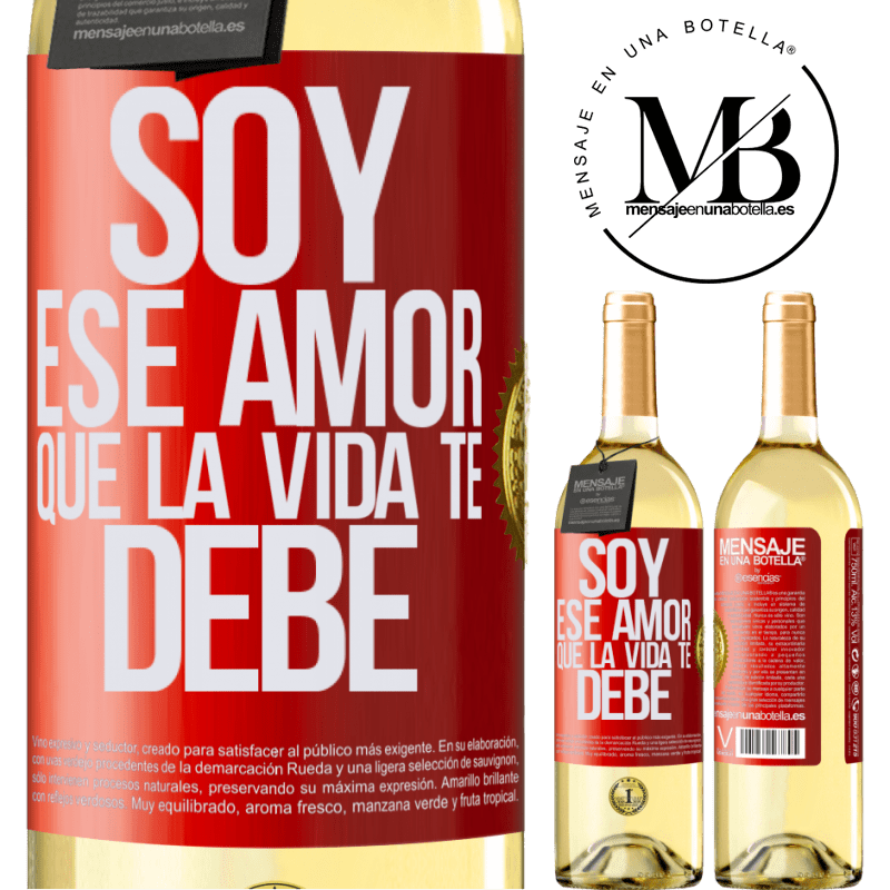 29,95 € Envoi gratuit | Vin blanc Édition WHITE Je suis cet amour que la vie te doit Étiquette Rouge. Étiquette personnalisable Vin jeune Récolte 2022 Verdejo