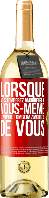29,95 € Envoi gratuit | Vin blanc Édition WHITE Lorsque vous tombez amoureux de vous-même, le monde tombera amoureux de vous Étiquette Rouge. Étiquette personnalisable Vin jeune Récolte 2022 Verdejo