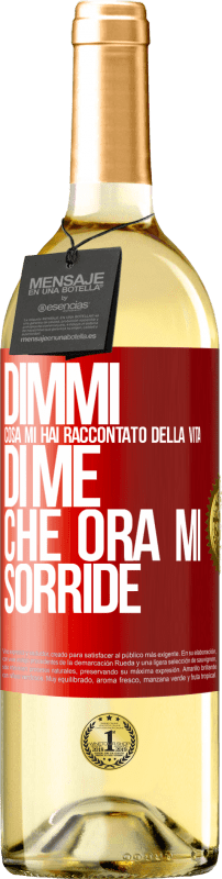 29,95 € Spedizione Gratuita | Vino bianco Edizione WHITE Dimmi cosa mi hai raccontato della vita di me che ora mi sorride Etichetta Rossa. Etichetta personalizzabile Vino giovane Raccogliere 2024 Verdejo