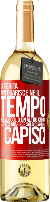 29,95 € | Vino bianco Edizione WHITE La ferita non guarisce, né il tempo, né l'alcool o un altro chiodo. La ferita guarisce solo quando la capisci Etichetta Rossa. Etichetta personalizzabile Vino giovane Raccogliere 2025 Verdejo