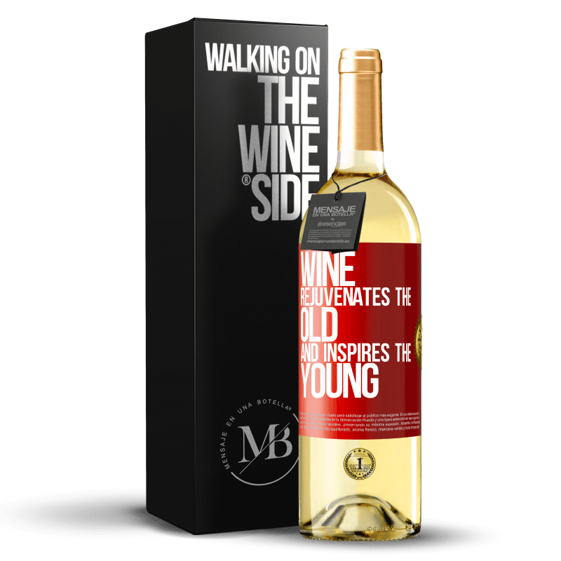 29,95 € Бесплатная доставка | Белое вино Издание WHITE Вино омолаживает старое и вдохновляет молодых Красная метка. Настраиваемая этикетка Молодое вино Урожай 2023 Verdejo