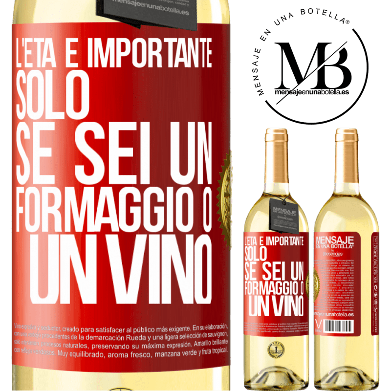 29,95 € Spedizione Gratuita | Vino bianco Edizione WHITE L'età è importante solo se sei un formaggio o un vino Etichetta Rossa. Etichetta personalizzabile Vino giovane Raccogliere 2023 Verdejo