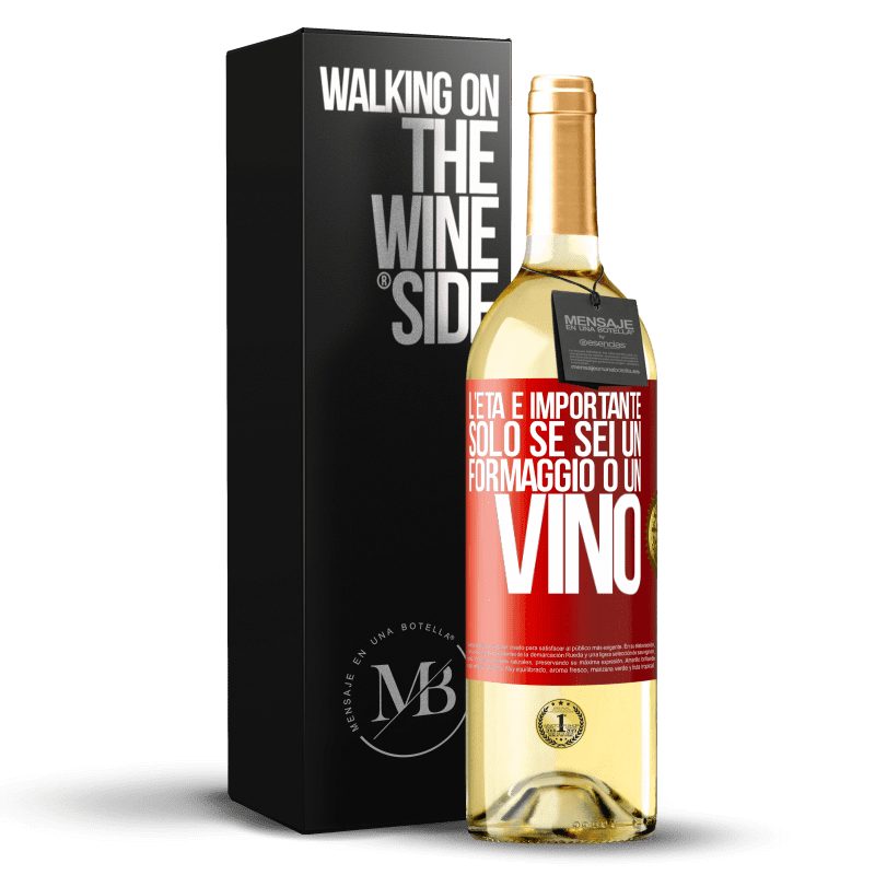 29,95 € Spedizione Gratuita | Vino bianco Edizione WHITE L'età è importante solo se sei un formaggio o un vino Etichetta Rossa. Etichetta personalizzabile Vino giovane Raccogliere 2024 Verdejo