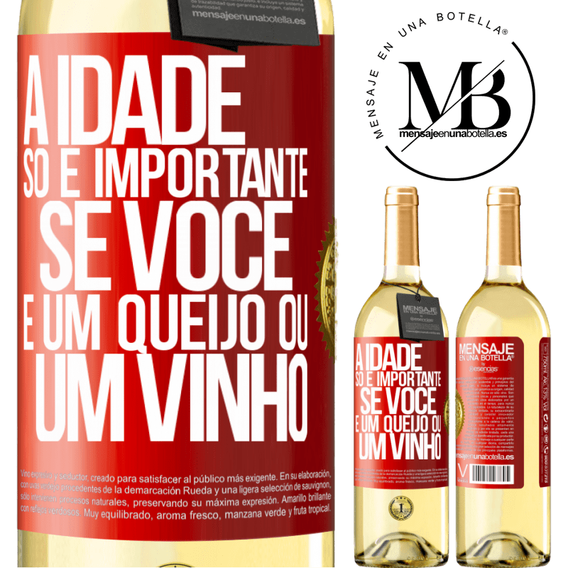 29,95 € Envio grátis | Vinho branco Edição WHITE A idade só é importante se você é um queijo ou um vinho Etiqueta Vermelha. Etiqueta personalizável Vinho jovem Colheita 2023 Verdejo