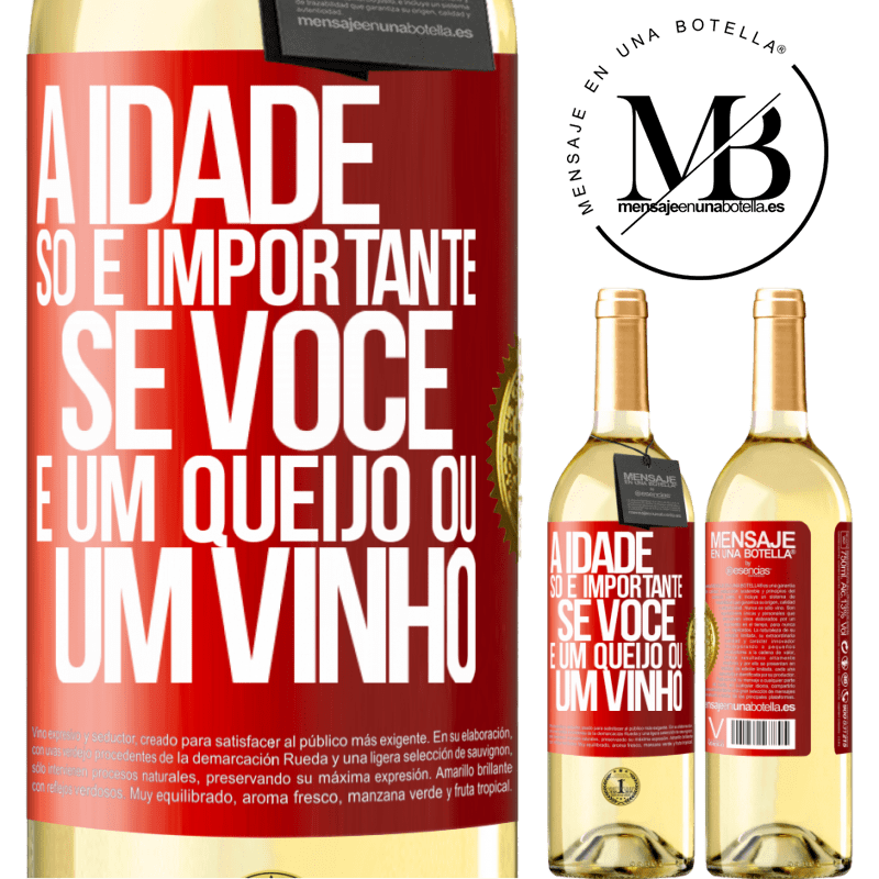 29,95 € Envio grátis | Vinho branco Edição WHITE A idade só é importante se você é um queijo ou um vinho Etiqueta Vermelha. Etiqueta personalizável Vinho jovem Colheita 2025 Verdejo
