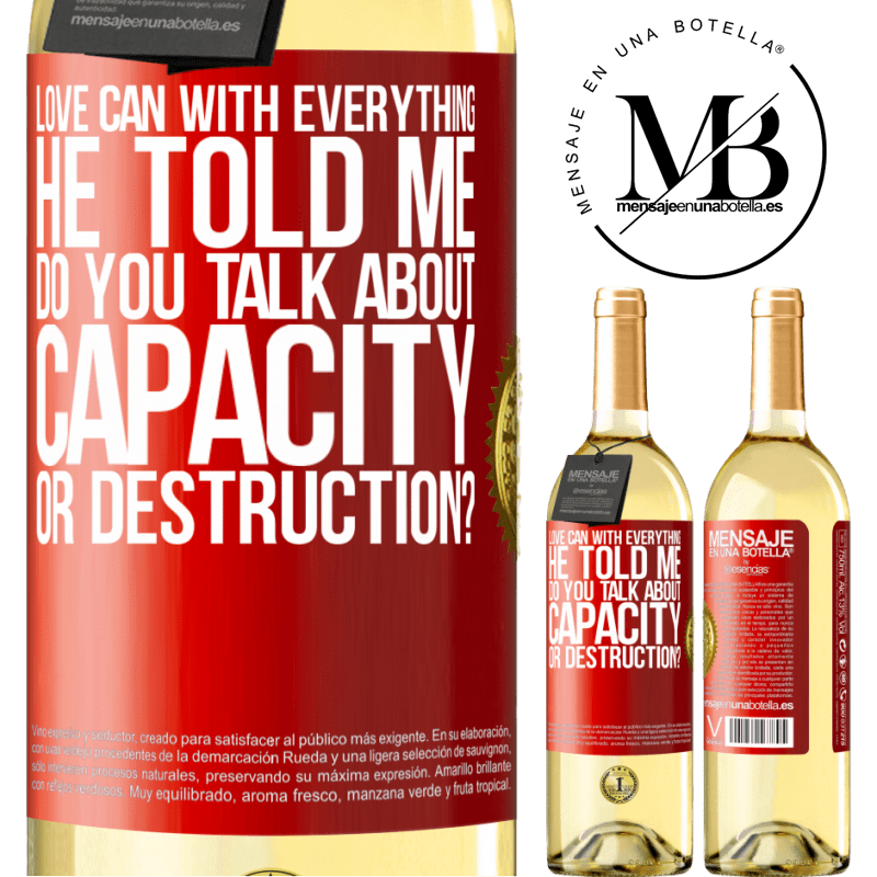 29,95 € Free Shipping | White Wine WHITE Edition Love can with everything, he told me. Do you talk about capacity or destruction? Red Label. Customizable label Young wine Harvest 2024 Verdejo