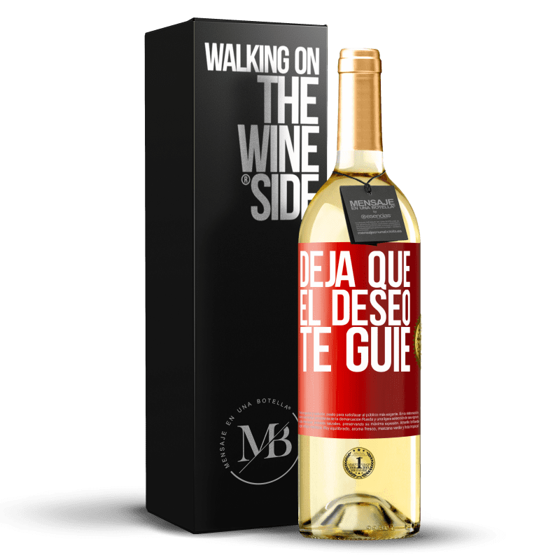 29,95 € Envío gratis | Vino Blanco Edición WHITE Deja que el deseo te guíe Etiqueta Roja. Etiqueta personalizable Vino joven Cosecha 2024 Verdejo