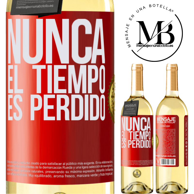 29,95 € Envío gratis | Vino Blanco Edición WHITE Nunca el tiempo es perdido Etiqueta Roja. Etiqueta personalizable Vino joven Cosecha 2023 Verdejo