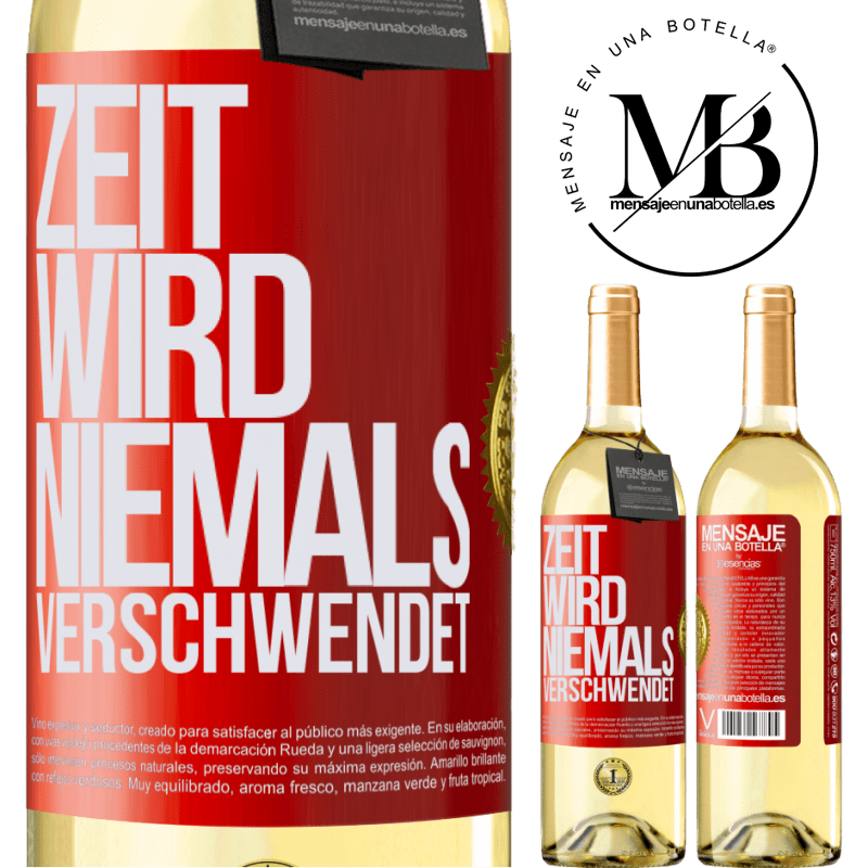 29,95 € Kostenloser Versand | Weißwein WHITE Ausgabe Zeit wird niemals verschwendet Rote Markierung. Anpassbares Etikett Junger Wein Ernte 2023 Verdejo