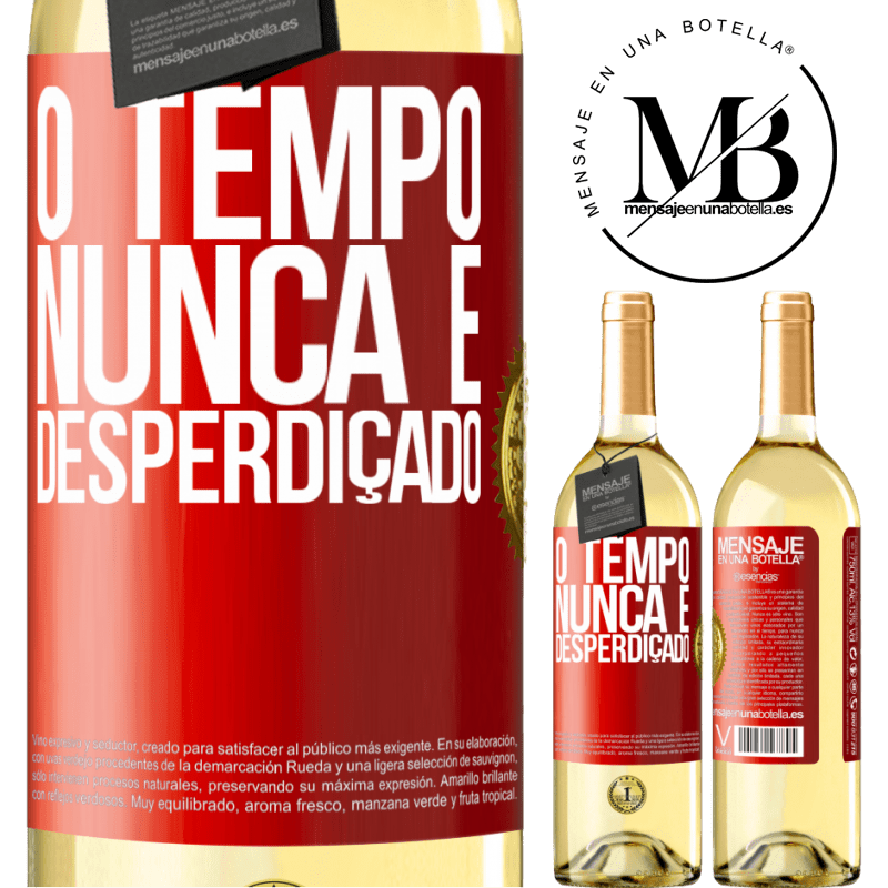 29,95 € Envio grátis | Vinho branco Edição WHITE O tempo nunca é desperdiçado Etiqueta Vermelha. Etiqueta personalizável Vinho jovem Colheita 2025 Verdejo