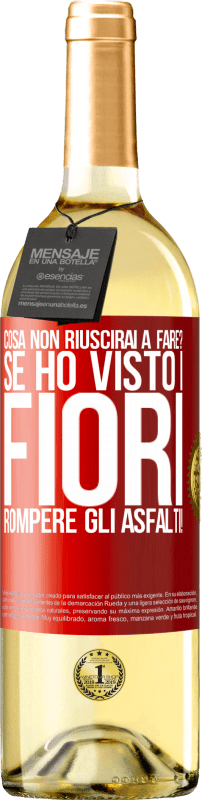 29,95 € Spedizione Gratuita | Vino bianco Edizione WHITE cosa non riuscirai a fare? Se ho visto i fiori rompere gli asfalti! Etichetta Rossa. Etichetta personalizzabile Vino giovane Raccogliere 2024 Verdejo