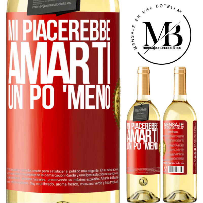29,95 € Spedizione Gratuita | Vino bianco Edizione WHITE Mi piacerebbe amarti un po 'meno Etichetta Rossa. Etichetta personalizzabile Vino giovane Raccogliere 2025 Verdejo