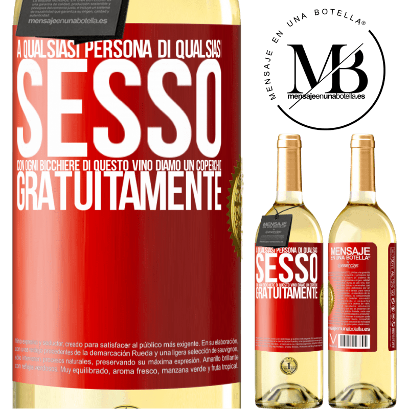 29,95 € Spedizione Gratuita | Vino bianco Edizione WHITE A qualsiasi persona di qualsiasi SESSO con ogni bicchiere di questo vino diamo un coperchio GRATUITAMENTE Etichetta Rossa. Etichetta personalizzabile Vino giovane Raccogliere 2024 Verdejo