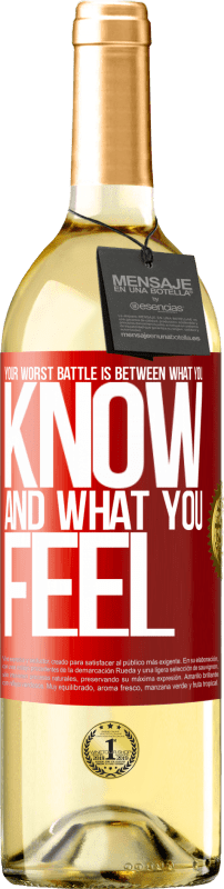 29,95 € | White Wine WHITE Edition Your worst battle is between what you know and what you feel Red Label. Customizable label Young wine Harvest 2024 Verdejo