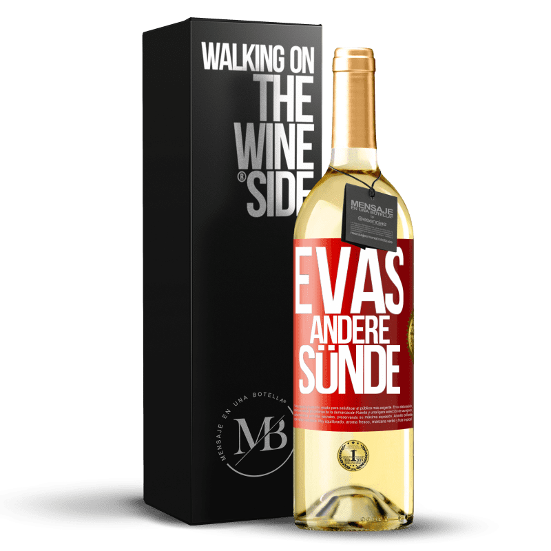 29,95 € Kostenloser Versand | Weißwein WHITE Ausgabe Evas andere Sünde Rote Markierung. Anpassbares Etikett Junger Wein Ernte 2023 Verdejo