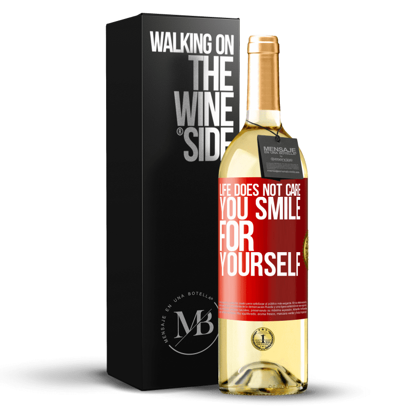 29,95 € Free Shipping | White Wine WHITE Edition Life does not care, you smile for yourself Red Label. Customizable label Young wine Harvest 2022 Verdejo