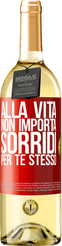 29,95 € | Vino bianco Edizione WHITE Alla vita non importa, sorridi per te stesso Etichetta Rossa. Etichetta personalizzabile Vino giovane Raccogliere 2024 Verdejo