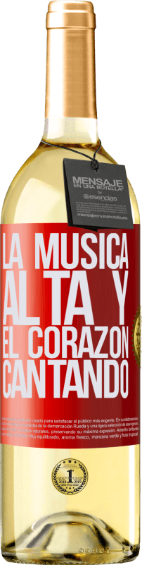 29,95 € | Vino Blanco Edición WHITE La música alta y el corazón cantando Etiqueta Roja. Etiqueta personalizable Vino joven Cosecha 2023 Verdejo
