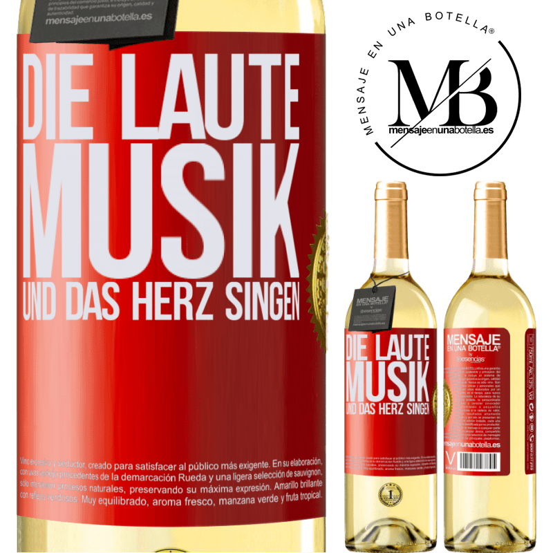 29,95 € Kostenloser Versand | Weißwein WHITE Ausgabe Musik laut und Herz singend Rote Markierung. Anpassbares Etikett Junger Wein Ernte 2023 Verdejo