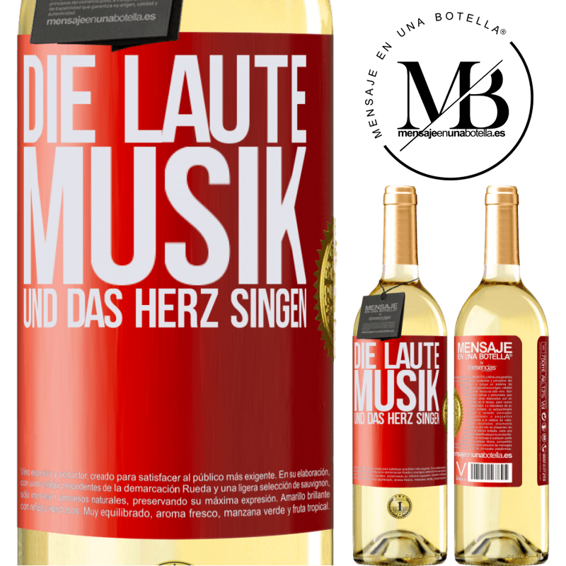 29,95 € Kostenloser Versand | Weißwein WHITE Ausgabe Musik laut und Herz singend Rote Markierung. Anpassbares Etikett Junger Wein Ernte 2025 Verdejo