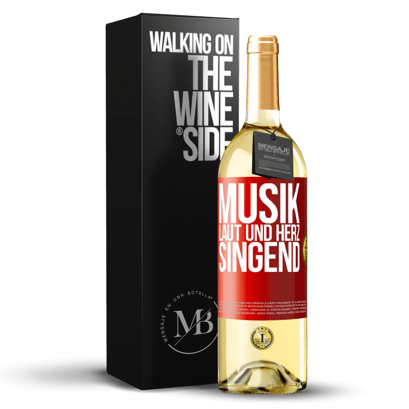 29,95 € Kostenloser Versand | Weißwein WHITE Ausgabe Musik laut und Herz singend Rote Markierung. Anpassbares Etikett Junger Wein Ernte 2023 Verdejo