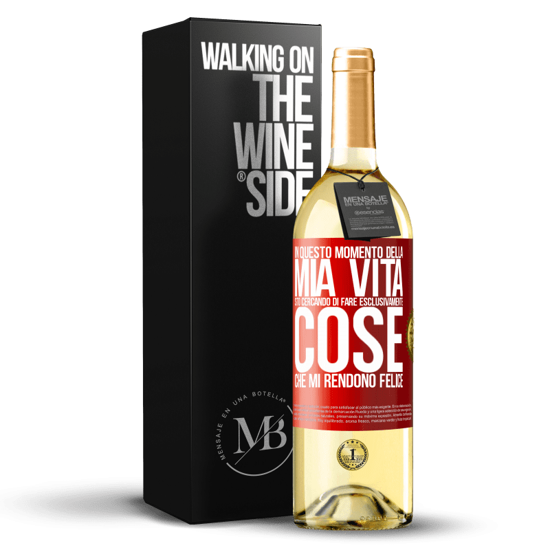 29,95 € Spedizione Gratuita | Vino bianco Edizione WHITE In questo momento della mia vita, sto cercando di fare esclusivamente cose che mi rendono felice Etichetta Rossa. Etichetta personalizzabile Vino giovane Raccogliere 2024 Verdejo