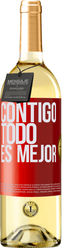 29,95 € | Vino Blanco Edición WHITE Contigo todo es mejor Etiqueta Roja. Etiqueta personalizable Vino joven Cosecha 2023 Verdejo