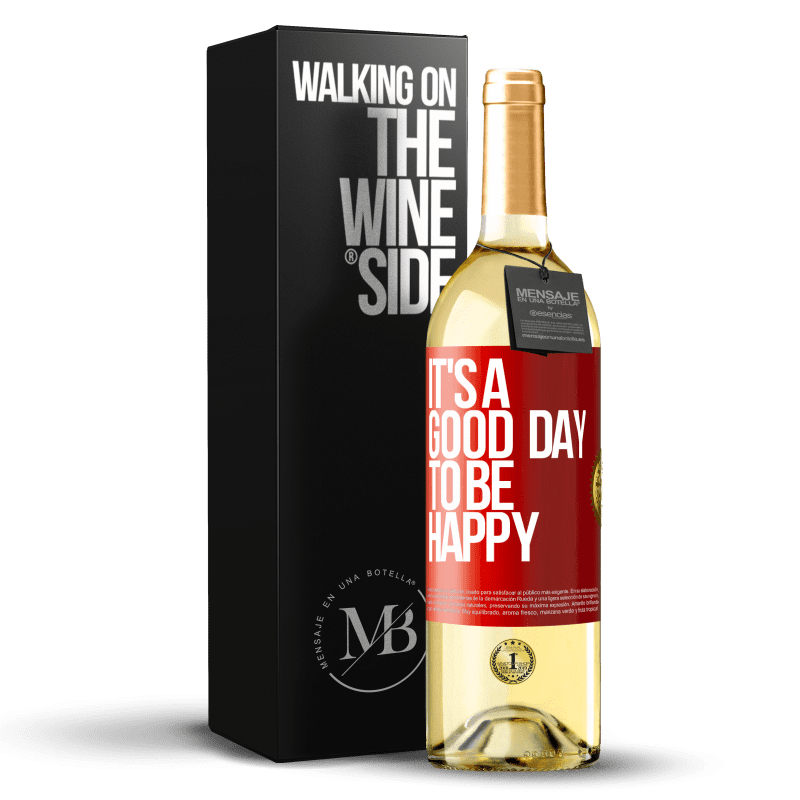 29,95 € Spedizione Gratuita | Vino bianco Edizione WHITE It's a good day to be happy Etichetta Rossa. Etichetta personalizzabile Vino giovane Raccogliere 2024 Verdejo