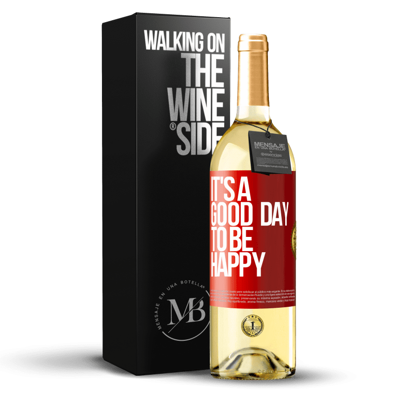 29,95 € Spedizione Gratuita | Vino bianco Edizione WHITE It's a good day to be happy Etichetta Rossa. Etichetta personalizzabile Vino giovane Raccogliere 2025 Verdejo