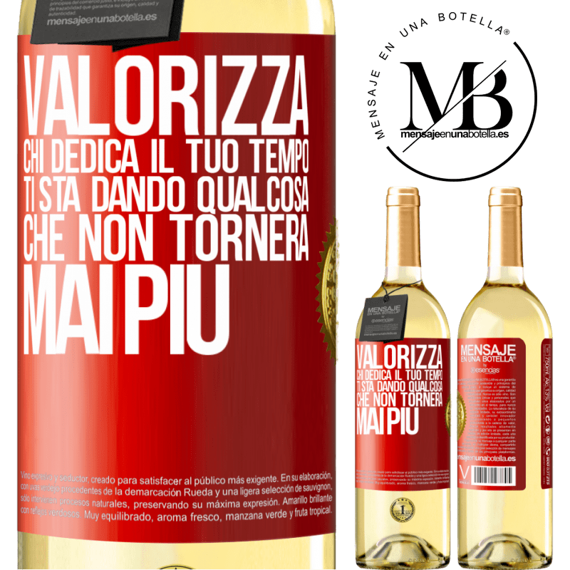 29,95 € Spedizione Gratuita | Vino bianco Edizione WHITE Valorizza chi dedica il tuo tempo. Ti sta dando qualcosa che non tornerà mai più Etichetta Rossa. Etichetta personalizzabile Vino giovane Raccogliere 2023 Verdejo