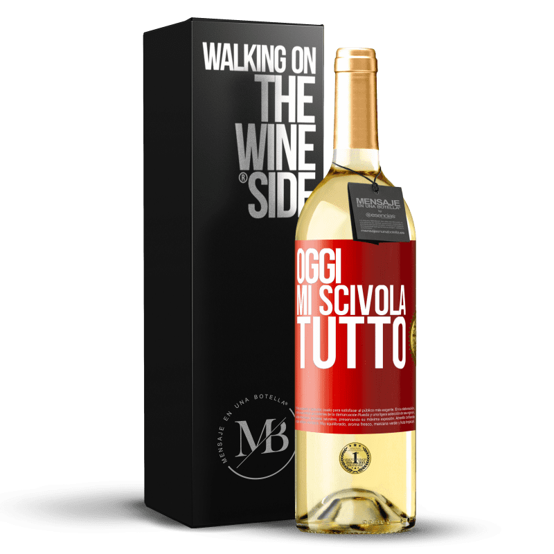 29,95 € Spedizione Gratuita | Vino bianco Edizione WHITE Oggi mi scivola tutto Etichetta Rossa. Etichetta personalizzabile Vino giovane Raccogliere 2025 Verdejo