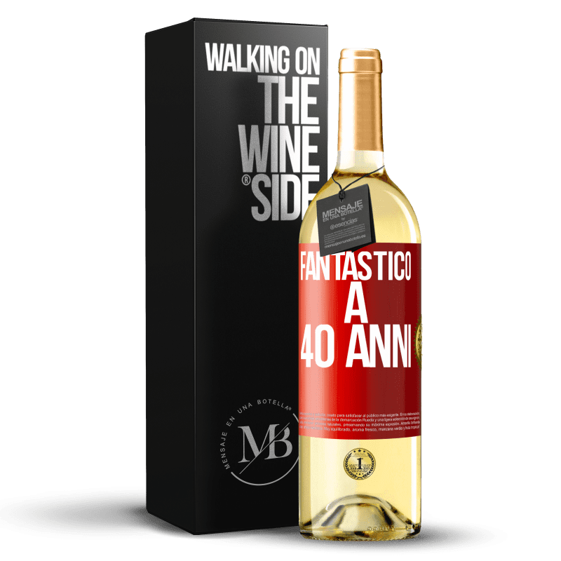 29,95 € Spedizione Gratuita | Vino bianco Edizione WHITE Fantastic@ a 40 anni Etichetta Rossa. Etichetta personalizzabile Vino giovane Raccogliere 2024 Verdejo