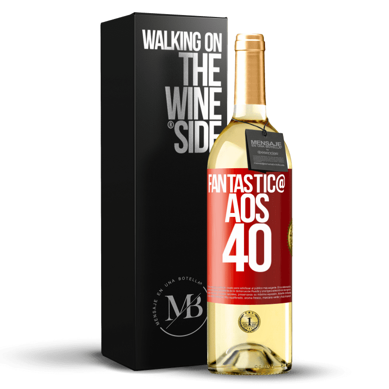 29,95 € Envio grátis | Vinho branco Edição WHITE Fantástic@ aos 40 Etiqueta Vermelha. Etiqueta personalizável Vinho jovem Colheita 2024 Verdejo