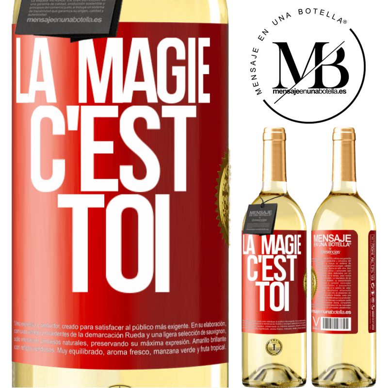 29,95 € Envoi gratuit | Vin blanc Édition WHITE La magie c'est toi Étiquette Rouge. Étiquette personnalisable Vin jeune Récolte 2024 Verdejo