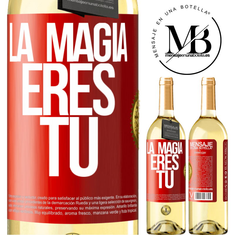 29,95 € Envío gratis | Vino Blanco Edición WHITE La magia eres tú Etiqueta Roja. Etiqueta personalizable Vino joven Cosecha 2024 Verdejo