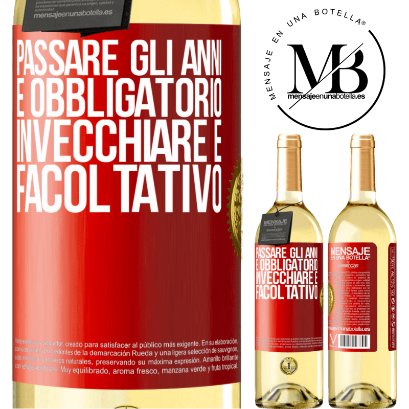 29,95 € Spedizione Gratuita | Vino bianco Edizione WHITE Passare gli anni è obbligatorio, invecchiare è facoltativo Etichetta Rossa. Etichetta personalizzabile Vino giovane Raccogliere 2024 Verdejo