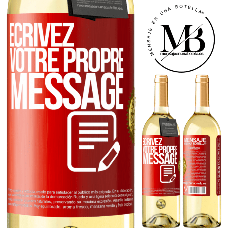 29,95 € Envoi gratuit | Vin blanc Édition WHITE Écrivez votre propre message Étiquette Rouge. Étiquette personnalisable Vin jeune Récolte 2022 Verdejo