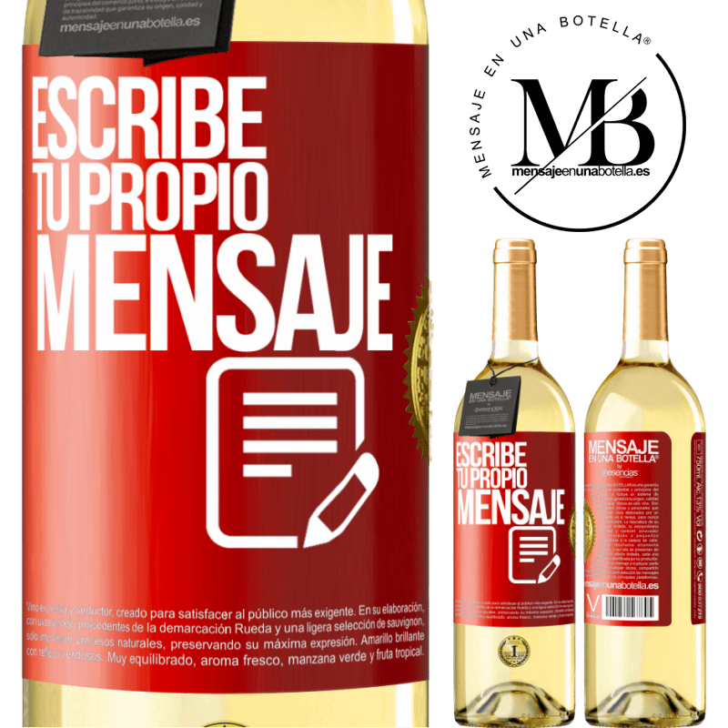 29,95 € Envío gratis | Vino Blanco Edición WHITE Escribe tu propio mensaje Etiqueta Roja. Etiqueta personalizable Vino joven Cosecha 2024 Verdejo