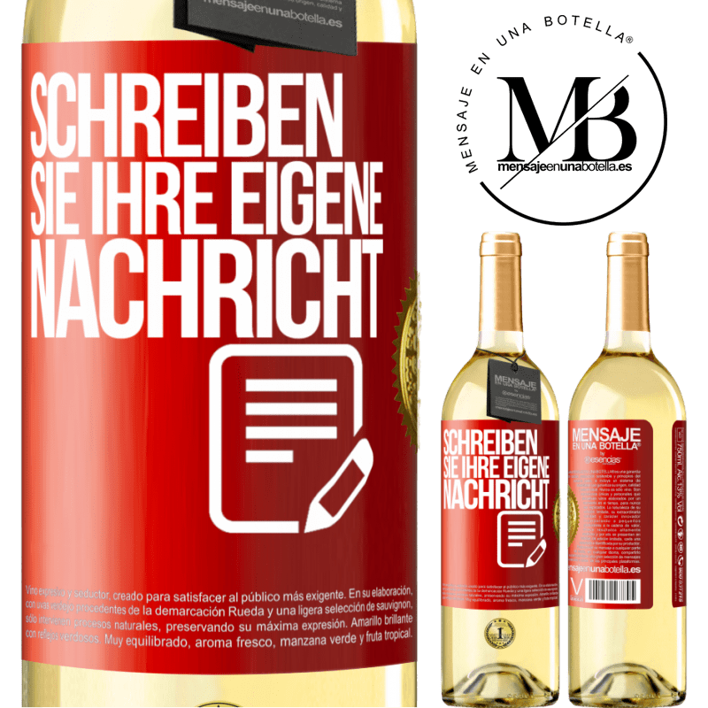 29,95 € Kostenloser Versand | Weißwein WHITE Ausgabe Schreib deine eigene Nachricht Rote Markierung. Anpassbares Etikett Junger Wein Ernte 2024 Verdejo