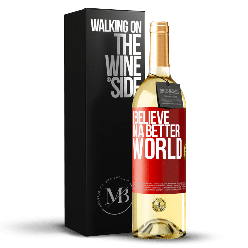 29,95 € Free Shipping | White Wine WHITE Edition I believe (IN) a better world Red Label. Customizable label Young wine Harvest 2023 Verdejo