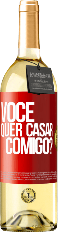 Envio grátis | Vinho branco Edição WHITE Você quer casar comigo? Etiqueta Vermelha. Etiqueta personalizável Vinho jovem Colheita 2023 Verdejo