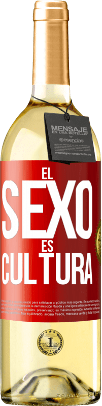 Envío gratis | Vino Blanco Edición WHITE El sexo es cultura Etiqueta Roja. Etiqueta personalizable Vino joven Cosecha 2023 Verdejo