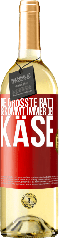 Kostenloser Versand | Weißwein WHITE Ausgabe Die größte Ratte bekommt immer den Käse Rote Markierung. Anpassbares Etikett Junger Wein Ernte 2023 Verdejo