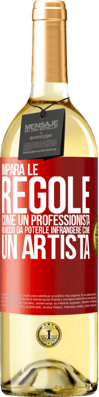 29,95 € Spedizione Gratuita | Vino bianco Edizione WHITE Impara le regole come un professionista in modo da poterle infrangere come un artista Etichetta Rossa. Etichetta personalizzabile Vino giovane Raccogliere 2025 Verdejo