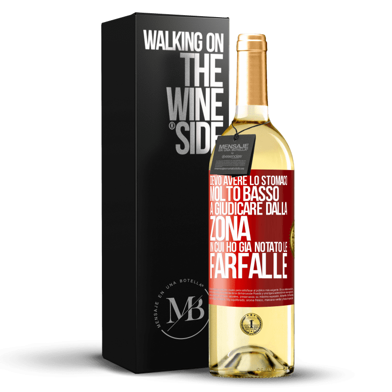 29,95 € Spedizione Gratuita | Vino bianco Edizione WHITE Devo avere lo stomaco molto basso a giudicare dalla zona in cui ho già notato le farfalle Etichetta Rossa. Etichetta personalizzabile Vino giovane Raccogliere 2023 Verdejo